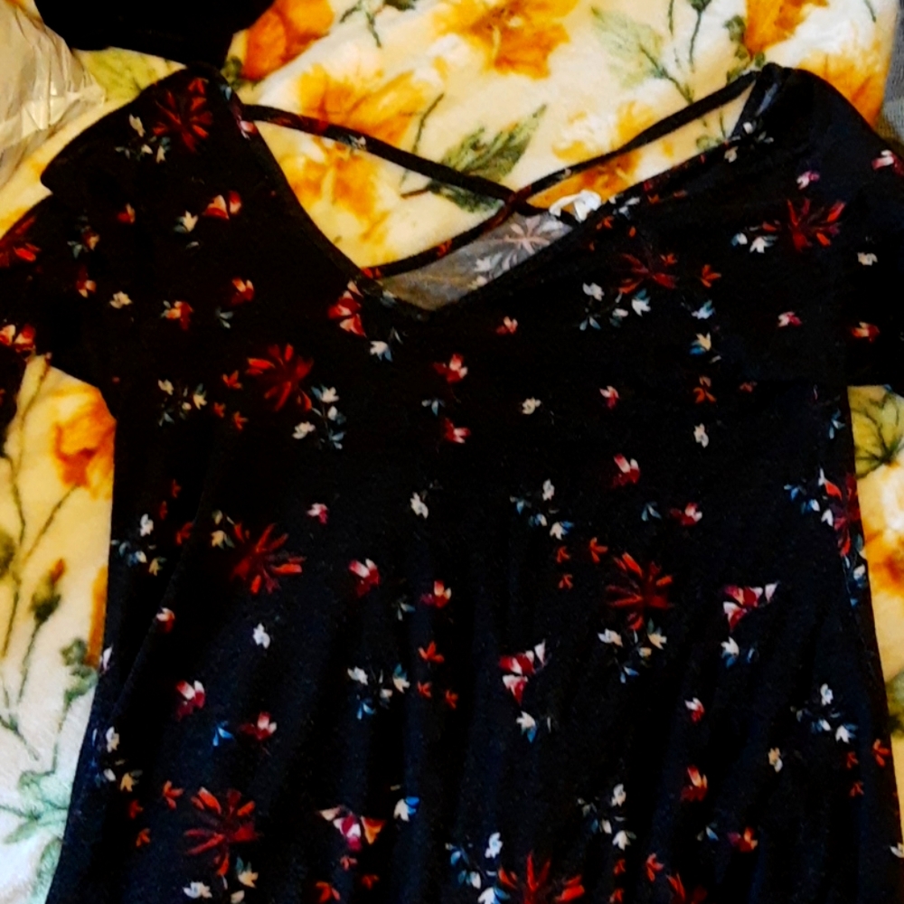 Black flowerd shirt